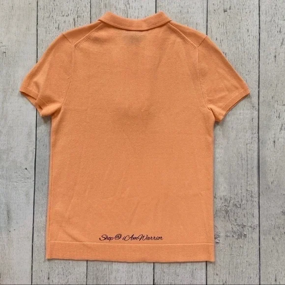 J.Crew Collection peach sorbet cashmere ruffle polo sweater *shop@iamwarrior
